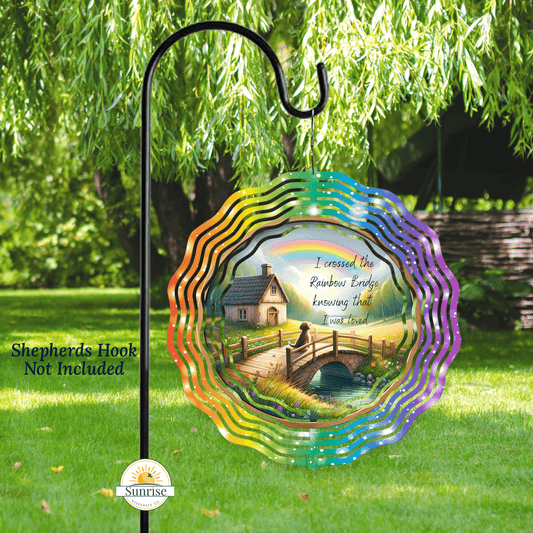 Rainbow Bridge Dog Memorial Wind Spinner – Loss of Pet Gift – Personalized Wind Spinner by Sunrise Keepsakes