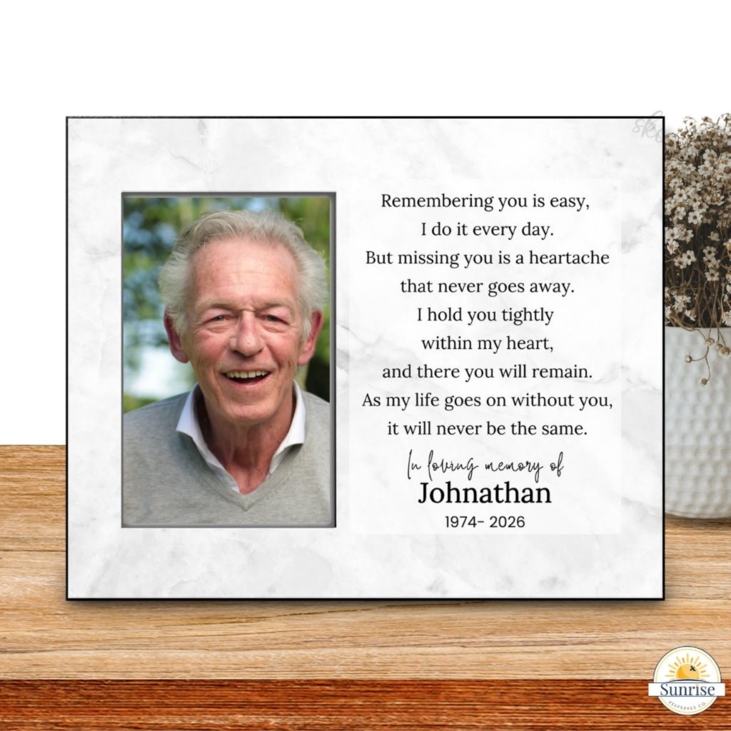 Remembering You Is Easy - Memorial Picture Frame – Personalized Sympathy Gifts by Sunrise Keepsakes