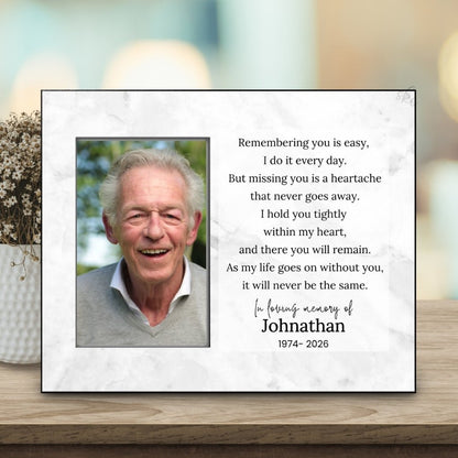 Remembering You Is Easy - Memorial Picture Frame – Personalized Sympathy Gifts by Sunrise Keepsakes