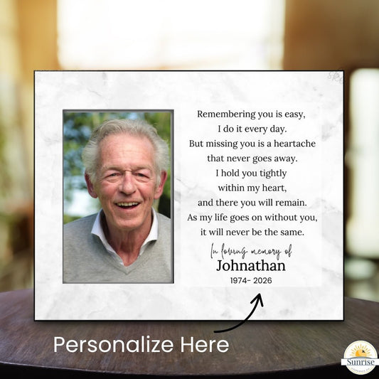 Remembering You Is Easy - Memorial Picture Frame – Personalized Sympathy Gifts by Sunrise Keepsakes