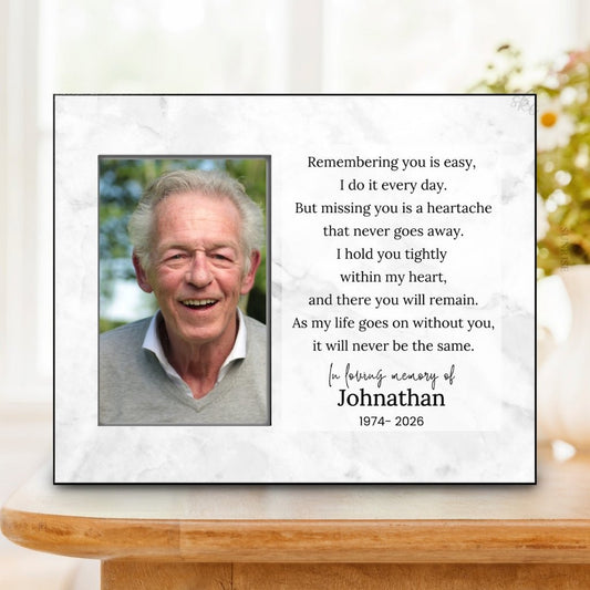 Remembering You Is Easy - Memorial Picture Frame – Personalized Sympathy Gifts by Sunrise Keepsakes