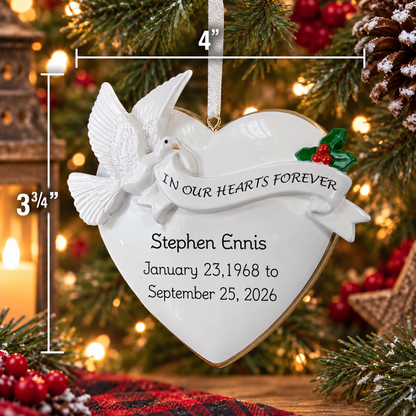 Personalized Dove Memorial Ornament – In Our Hearts Forever