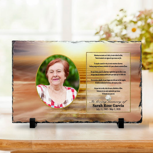 Spanish Memorial Photo Plaque – Mientras Me Siento en el Cielo – Personalized Sympathy Gifts by Sunrise Keepsakes