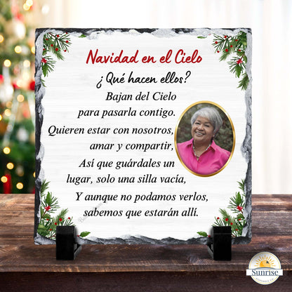 Spanish Memorial Photo Plaque – Navidad en el Cielo – Christmas in Heaven – Personalized Sympathy Gifts by Sunrise Keepsakes