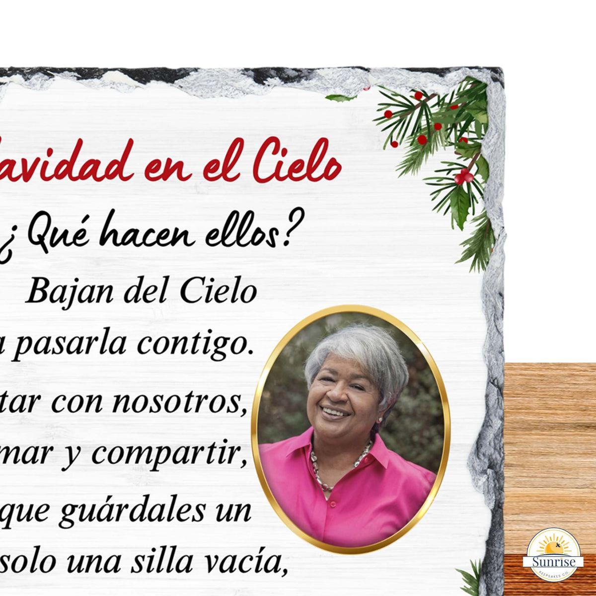 Spanish Memorial Photo Plaque – Navidad en el Cielo – Christmas in Heaven – Personalized Sympathy Gifts by Sunrise Keepsakes