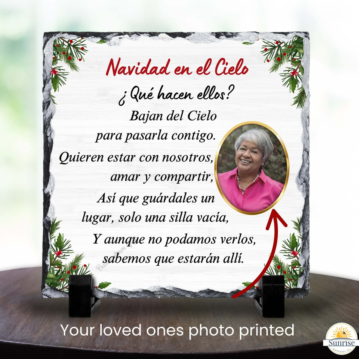 Spanish Memorial Photo Plaque – Navidad en el Cielo – Christmas in Heaven – Personalized Sympathy Gifts by Sunrise Keepsakes
