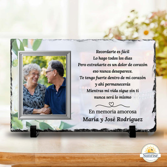 Spanish Memorial Photo Plaque – Remembering You Is Easy – Personalized Sympathy Gifts by Sunrise Keepsakes