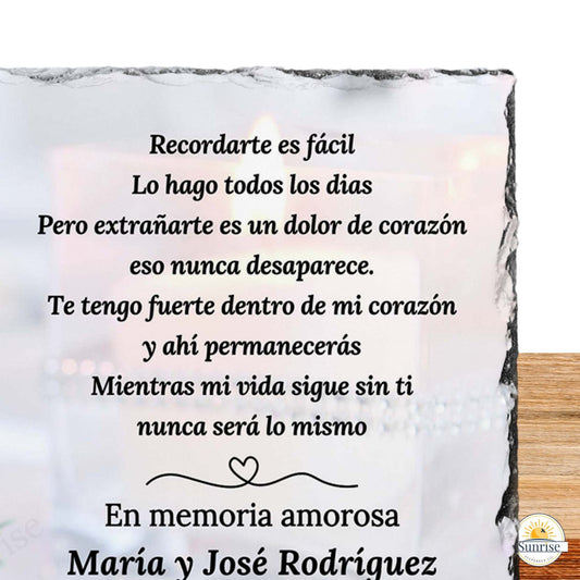 Spanish Memorial Photo Plaque – Remembering You Is Easy – Personalized Sympathy Gifts by Sunrise Keepsakes