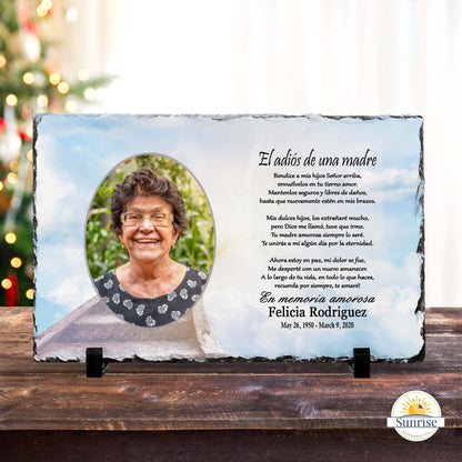 Spanish Memorial Plaque for Mom – El Adiós de una Madre – Personalized Sympathy Gifts by Sunrise Keepsakes