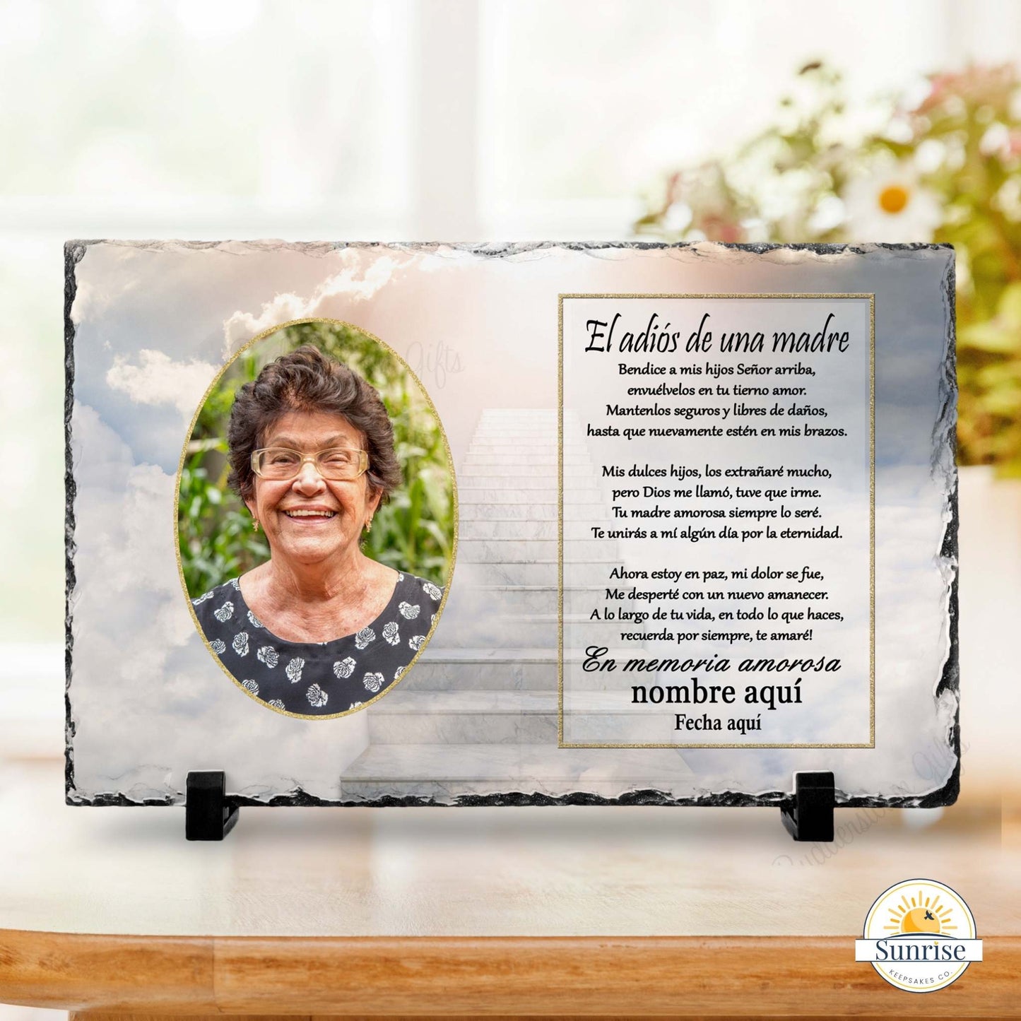 Spanish Memorial Plaque for Mom – El Adiós de una Madre – Personalized Sympathy Gifts by Sunrise Keepsakes