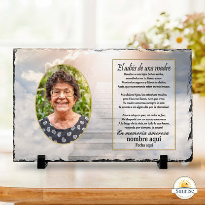 Spanish Memorial Plaque for Mom – El Adiós de una Madre – Personalized Sympathy Gifts by Sunrise Keepsakes