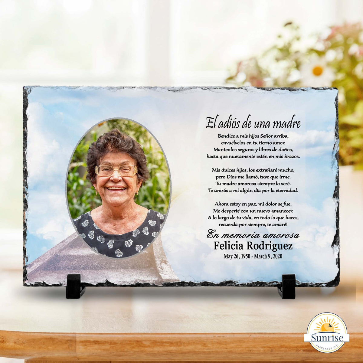 Spanish Memorial Plaque for Mom – El Adiós de una Madre – Personalized Sympathy Gifts by Sunrise Keepsakes