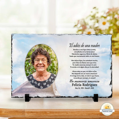 Spanish Memorial Plaque for Mom – El Adiós de una Madre – Personalized Sympathy Gifts by Sunrise Keepsakes