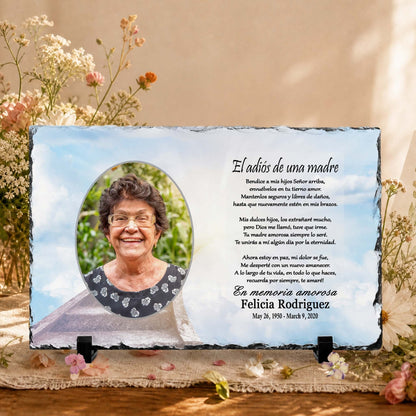 Spanish Memorial Plaque for Mom – El Adiós de una Madre – Personalized Sympathy Gifts by Sunrise Keepsakes