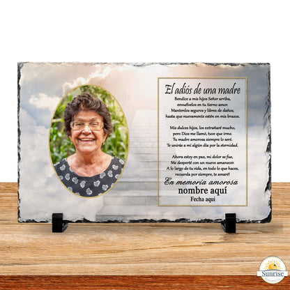 Spanish Memorial Plaque for Mom – El Adiós de una Madre – Personalized Sympathy Gifts by Sunrise Keepsakes