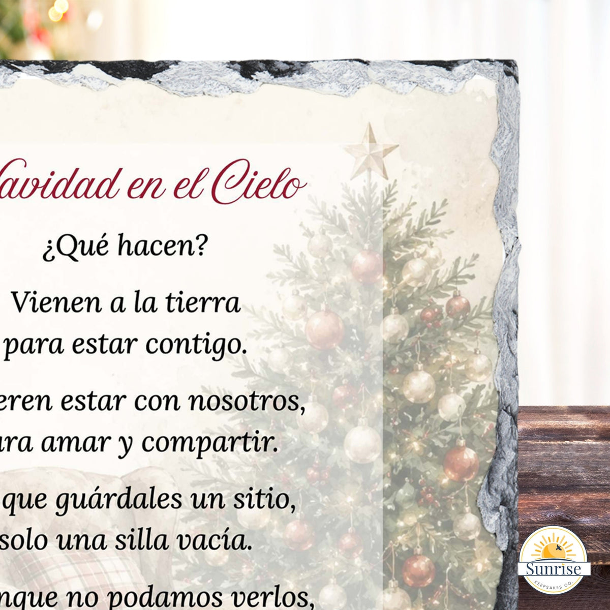 Spanish Memorial Plaque – Navidad en el Cielo Empty Chair – Personalized Sympathy Gifts by Sunrise Keepsakes