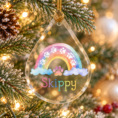 Personalized Rainbow Bridge Pet Memorial Glass Ornament