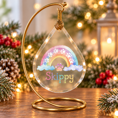 Personalized Rainbow Bridge Pet Memorial Glass Ornament