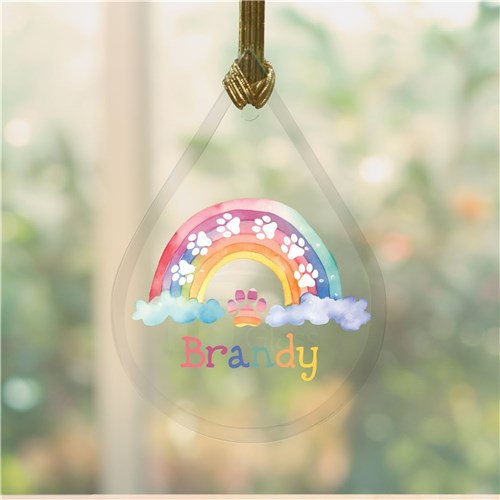 Personalized Rainbow Bridge Pet Memorial Glass Ornament