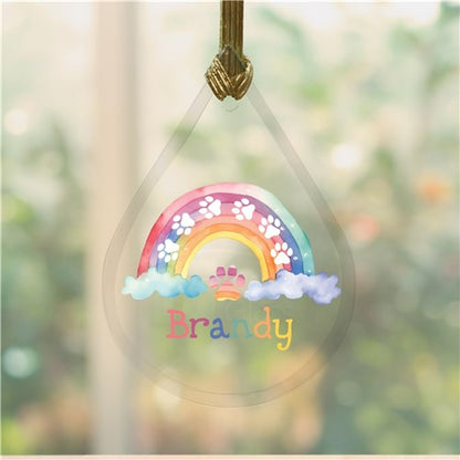 Personalized Rainbow Bridge Pet Memorial Glass Ornament