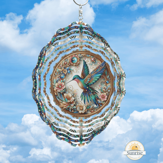 Turquoise Hummingbird Wind Spinner | Garden & Outdoor Decor – Personalized Wind Spinner by Sunrise Keepsakes