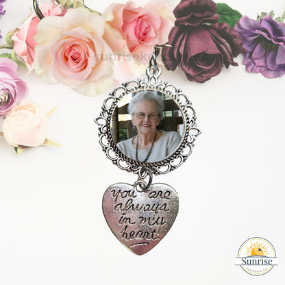 Wedding Bouquet Photo Charm – In Memory of Loved One – Personalized Sympathy Gifts by Sunrise Keepsakes