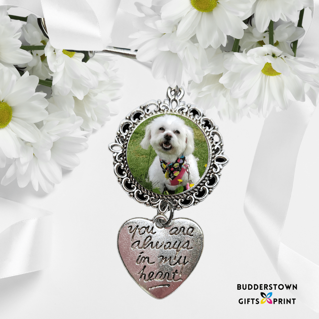 Wedding Bouquet Photo Charm with Custom Photo & Heart Keepsake for Special Occasions – Personalized Sympathy Gifts by Sunrise Keepsakes
