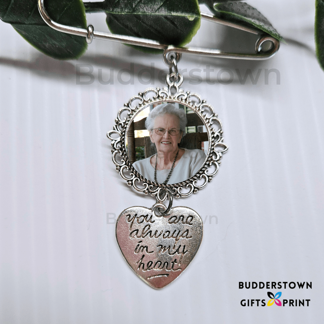 Wedding Bouquet Photo Charm with Custom Photo & Heart Keepsake for Special Occasions – Personalized Sympathy Gifts by Sunrise Keepsakes