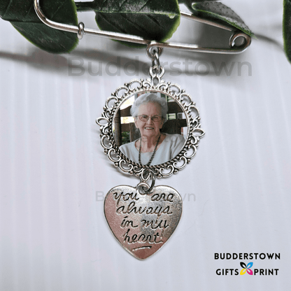 Wedding Bouquet Photo Charm with Custom Photo & Heart Keepsake for Special Occasions – Personalized Sympathy Gifts by Sunrise Keepsakes