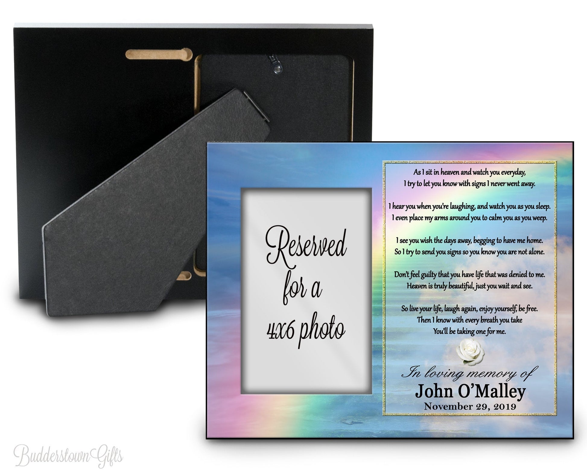 As I sit in Heaven Memorial/Rainbow Stairway Frame – Personalized Sympathy Gifts by Sunrise Keepsakes