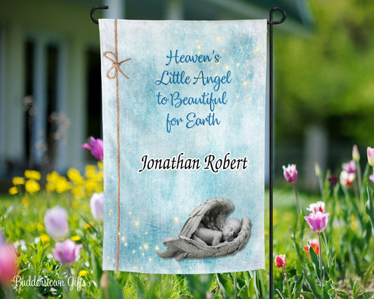 Memorial Baby Angel Garden Flag honoring the memory of a baby gone too soon.
