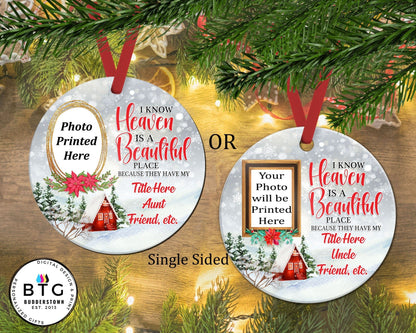 Heaven is a beautiful place - Cardinal Memorial Ornament - Sympathy Gift – Personalized Memorial Ornament by Sunrise Keepsakes