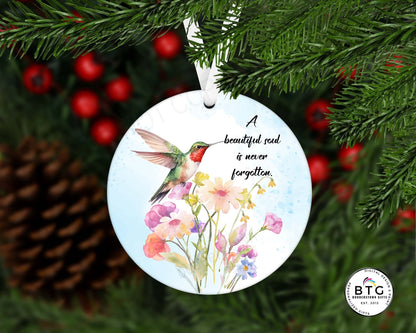 Hummingbird Ver 1 - A beautiful soul is never forgotten Memorial Ornament - Sympathy, memorial gift, sympathy gift, Personalized Ornament – Personalized Memorial Ornament by Sunrise Keepsakes