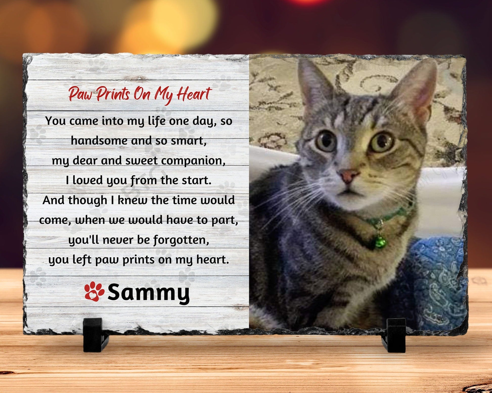 Loss of Pet, Cat Memorial Gift, Pet Sympathy Gift, Paw Prints on my Heart – Personalized pet memorial by Sunrise Keepsakes