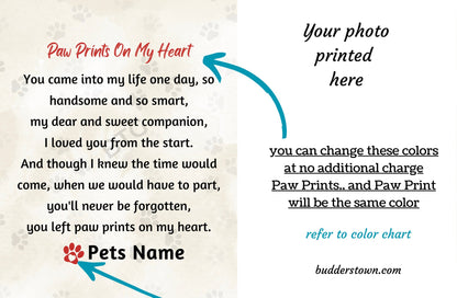 Loss of Pet, Cat Memorial Gift, Pet Sympathy Gift, Paw Prints on my Heart – Personalized pet memorial by Sunrise Keepsakes