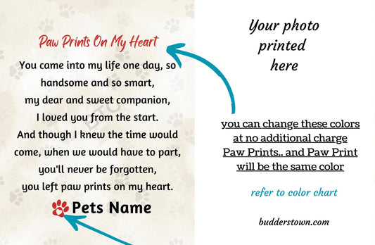 Loss of Pet, Cat Memorial Gift, Pet Sympathy Gift, Paw Prints on my Heart – Personalized pet memorial by Sunrise Keepsakes