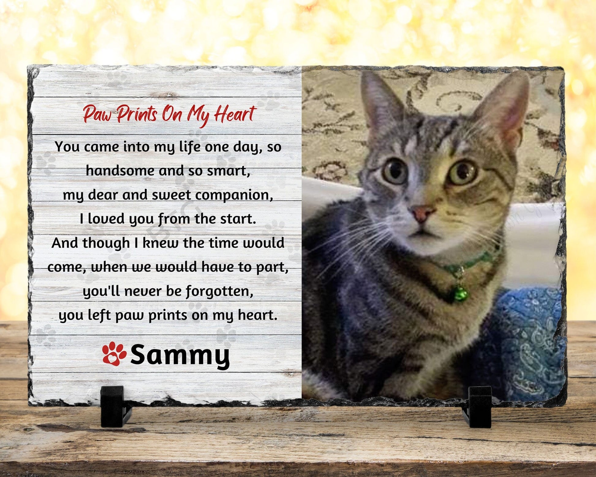 Loss of Pet, Cat Memorial Gift, Pet Sympathy Gift, Paw Prints on my Heart – Personalized pet memorial by Sunrise Keepsakes
