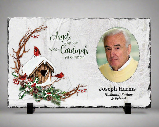 Memorial Photo Gift - Angels appear when cardinals are near – Personalized Sympathy Gifts by Sunrise Keepsakes