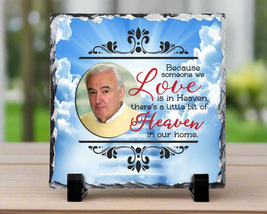 Memorial Photo Gift - Because Someone We love is in Heaven – Personalized Sympathy Gifts by Sunrise Keepsakes