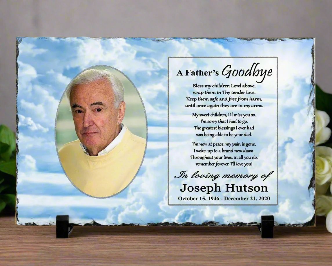 Memorial Photo Gift for Loss of a Father / Dad - A Fathers Goodbye – Personalized Sympathy Gifts by Sunrise Keepsakes