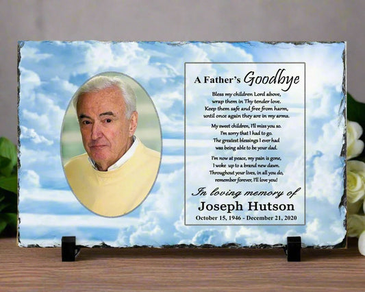 Memorial Photo Gift for Loss of a Father / Dad - A Fathers Goodbye – Personalized Sympathy Gifts by Sunrise Keepsakes