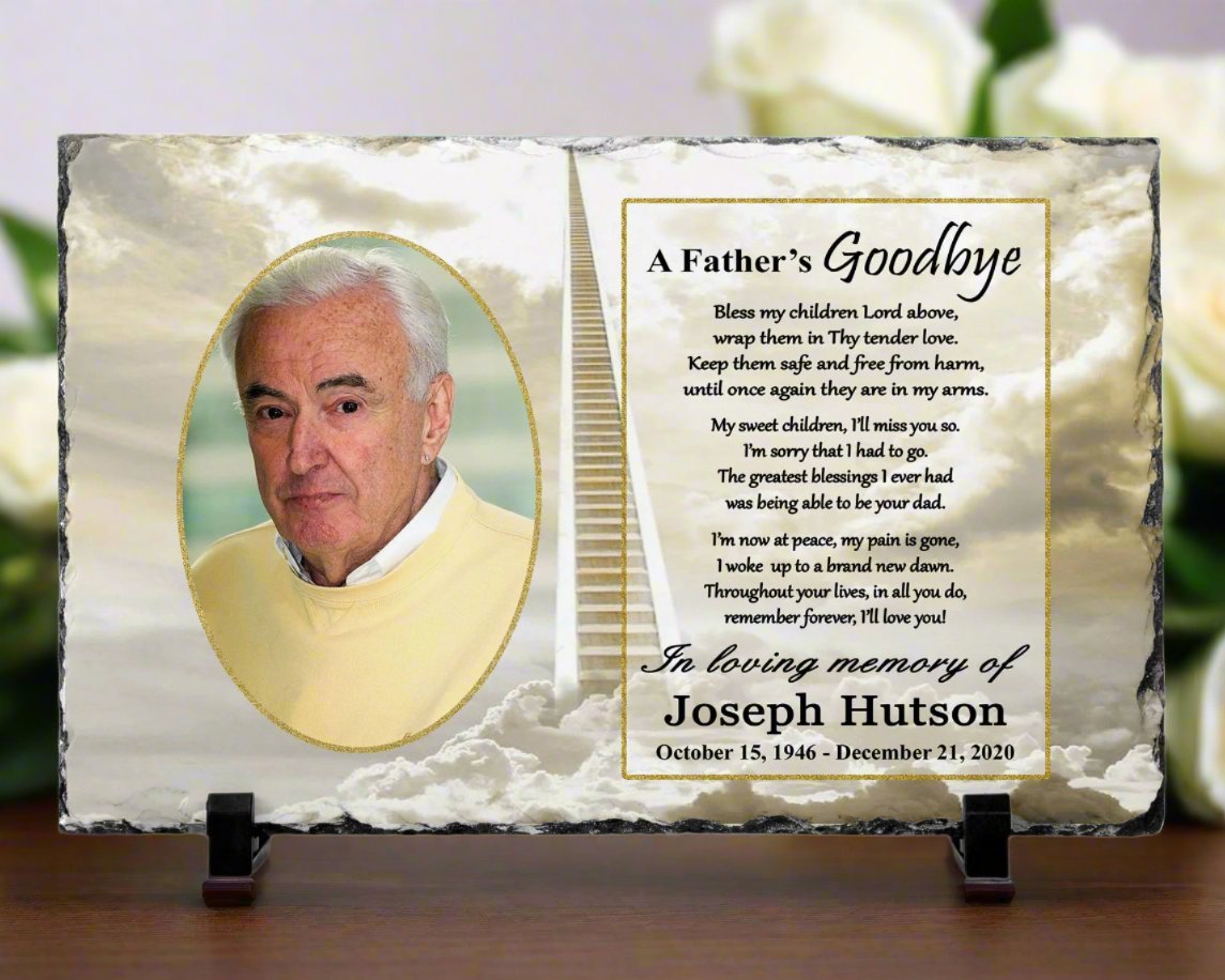 Memorial Photo Gift - Loss of a Father - A Fathers Goodbye – Personalized Sympathy Gifts by Sunrise Keepsakes