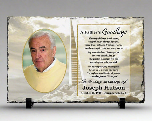 Memorial Photo Gift - Loss of a Father - A Fathers Goodbye – Personalized Sympathy Gifts by Sunrise Keepsakes