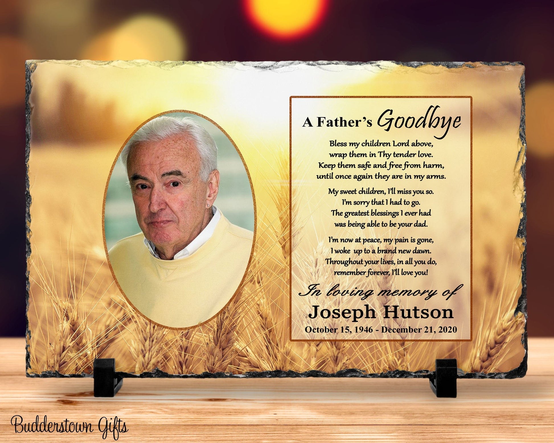 Memorial Photo Gift - Loss of a Father Dad - A Fathers Goodbye - Heaven Fields – Personalized Sympathy Gifts by Sunrise Keepsakes