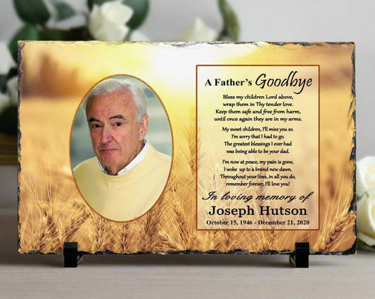 Memorial Photo Gift - Loss of a Father Dad - A Fathers Goodbye - Heaven Fields – Personalized Sympathy Gifts by Sunrise Keepsakes