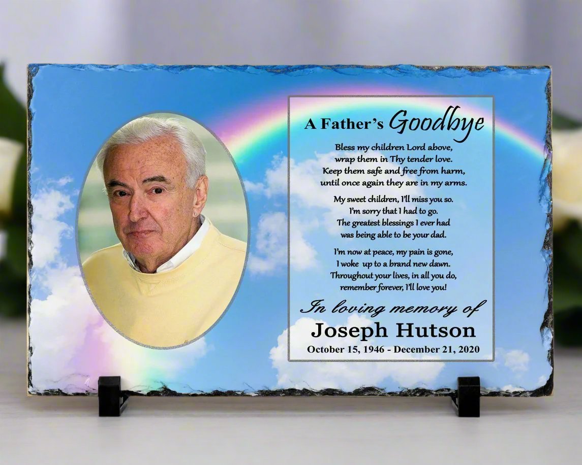 Memorial Photo Gift - Loss of a Father Dad - A Fathers Goodbye – Personalized Sympathy Gifts by Sunrise Keepsakes