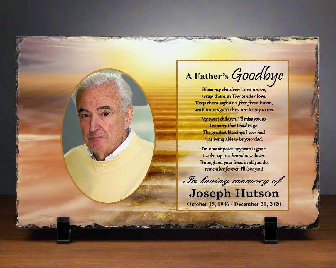 Memorial Photo Gift - Loss of Father Dad - A Fathers Goodbye – Personalized Sympathy Gifts by Sunrise Keepsakes