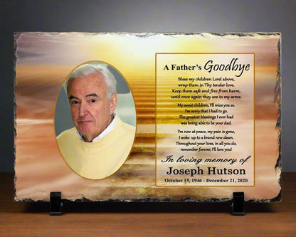 Memorial Photo Gift - Loss of Father Dad - A Fathers Goodbye – Personalized Sympathy Gifts by Sunrise Keepsakes