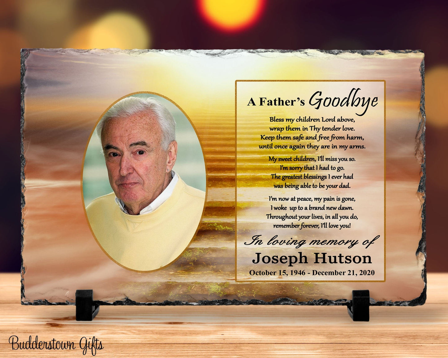 Memorial Photo Gift - Loss of Father Dad - A Fathers Goodbye – Personalized Sympathy Gifts by Sunrise Keepsakes