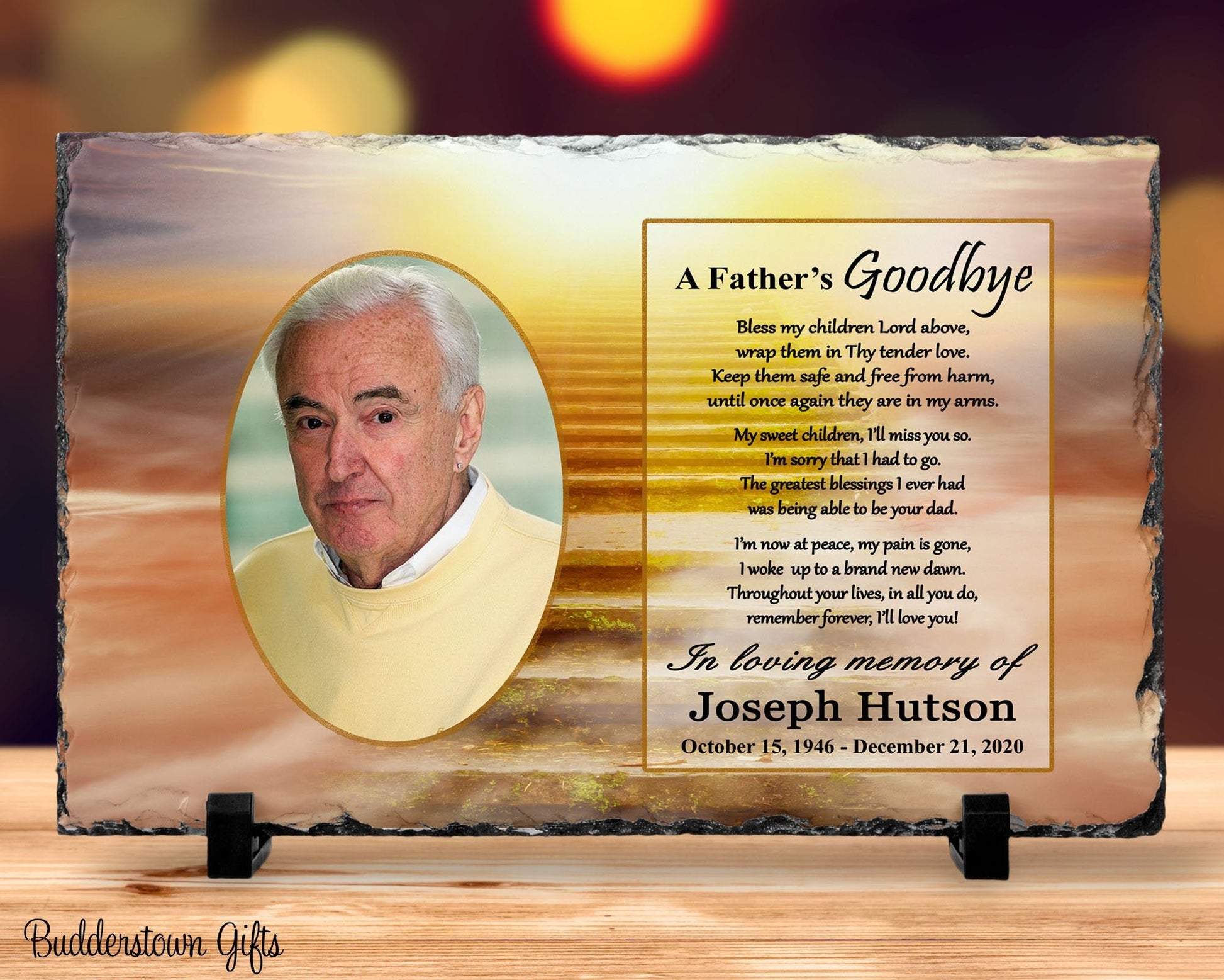 Memorial Photo Gift - Loss of Father Dad - A Fathers Goodbye – Personalized Sympathy Gifts by Sunrise Keepsakes